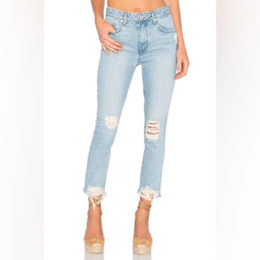 Lovers + Friends Logan high-rise tapered jeans in the Siena wash